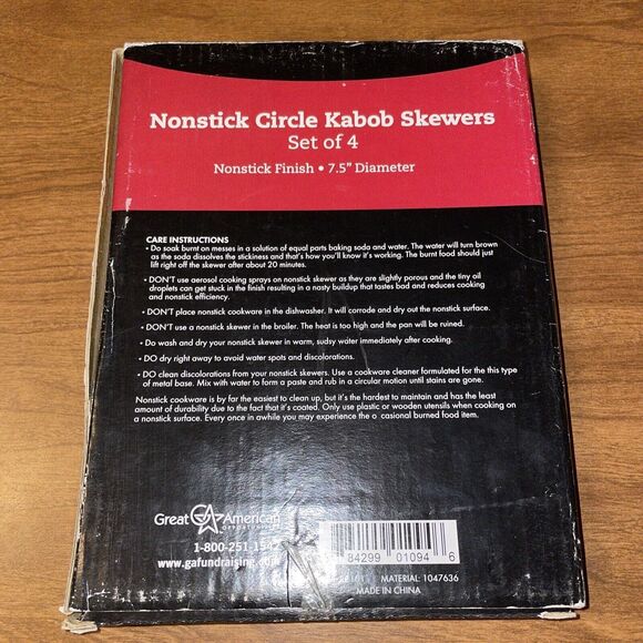Set of 4 Nonstick Circle Kabob Skewers 7.5 Inches Diameter Great American - Picture 5 of 8